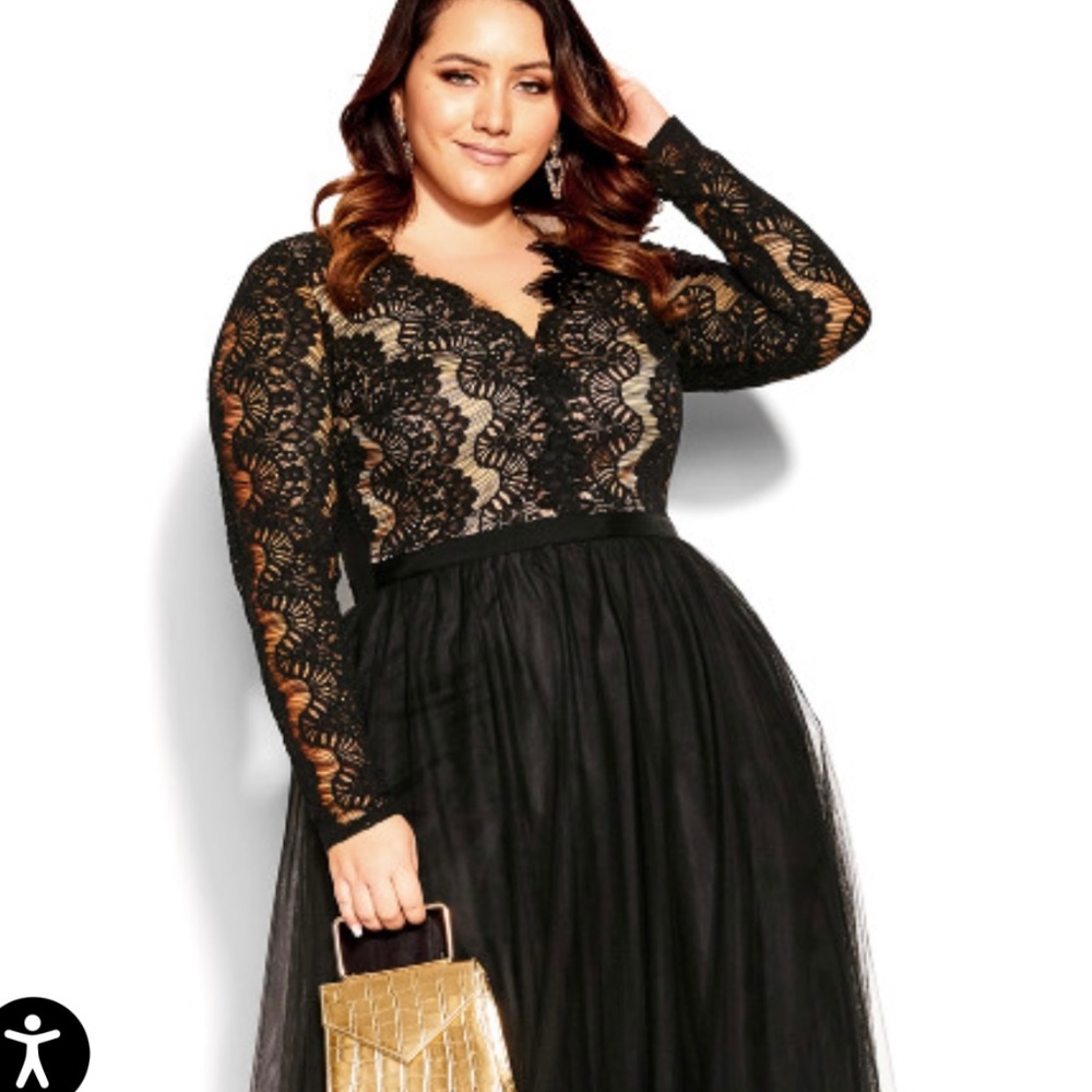 NWT City Chic Maxi Dress Rare Beauty Black M 18